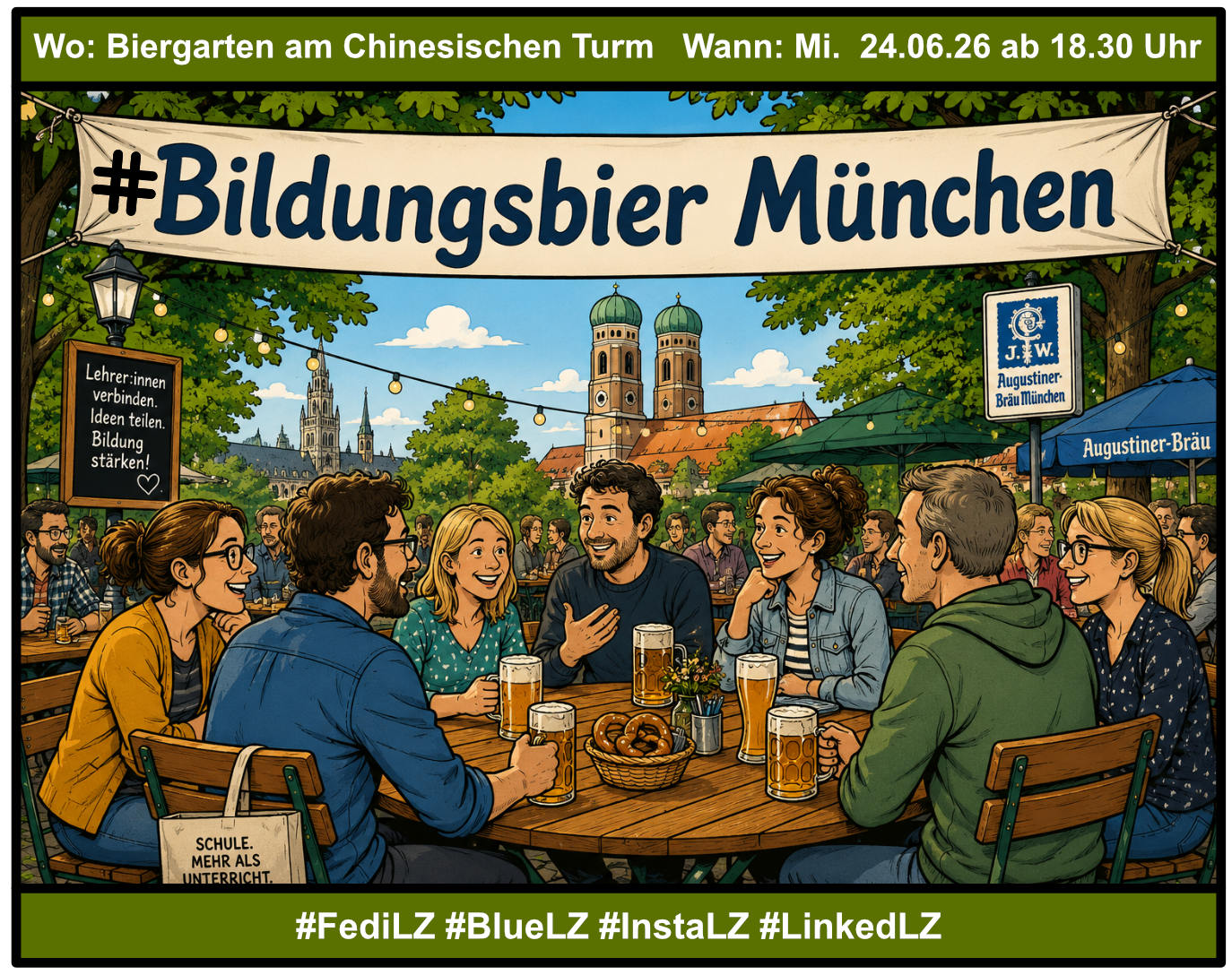 Hallo, wir laden herzlich zum 3. Bildungsbier!
Wo: Biergarten Chinesischer Turm
Wann: Mi. 24.06.26 ab 18.30 Uhr
Thema: Medienpädagogik, digitale Bildung, moderner Unterricht und noch viel mehr... Wir (Max, Fredi und ich) freuen uns! #BlueLZ #FediLZ #ByCS #Moodle #Medpaed #digitaleBildung #OER Hallo, wir laden herzlich zum 3. Bildungsbier!
Wo: Biergarten Chinesischer Turm
Wann: Mi. 24.06.26 ab 18.30 Uhr
Thema: Medienpädagogik, digitale Bildung, moderner Unterricht und noch viel mehr... Wir (Max, Fredi und ich) freuen uns! #BlueLZ #FediLZ #ByCS #Moodle #Medpaed #digitaleBildung #OER